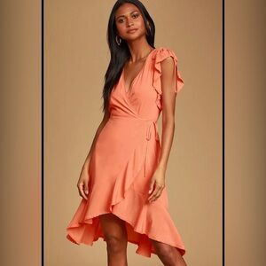Lulu's Peach Wrap Dress